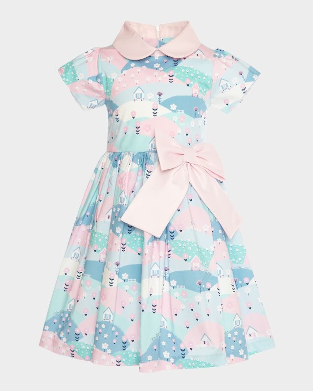 Girl's Pastel Cotton Poplin Dress, Size 3T-12